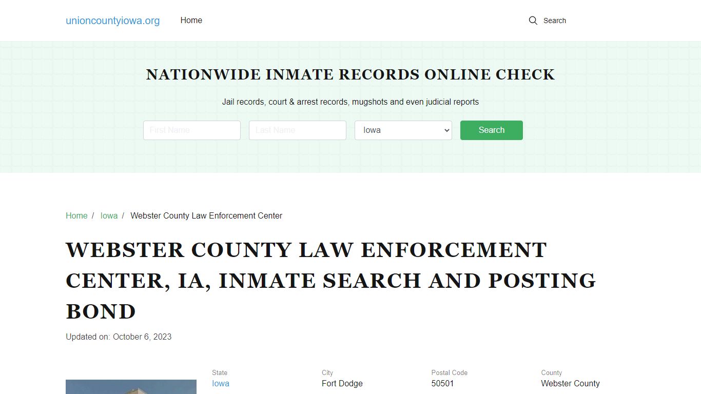 Webster County Law Enforcement Center, IA, Inmate Search, Visitations